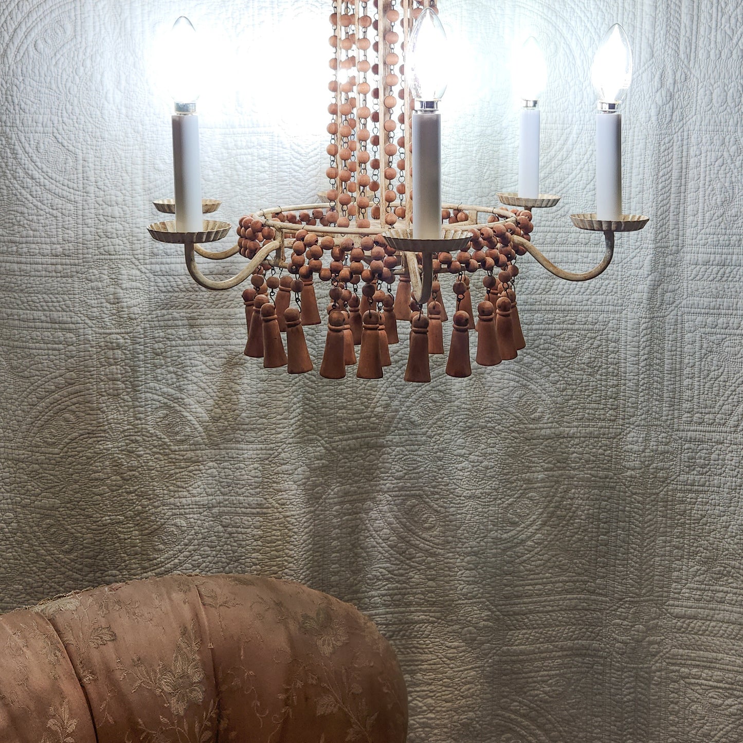 Wooden Beaded Chandelier