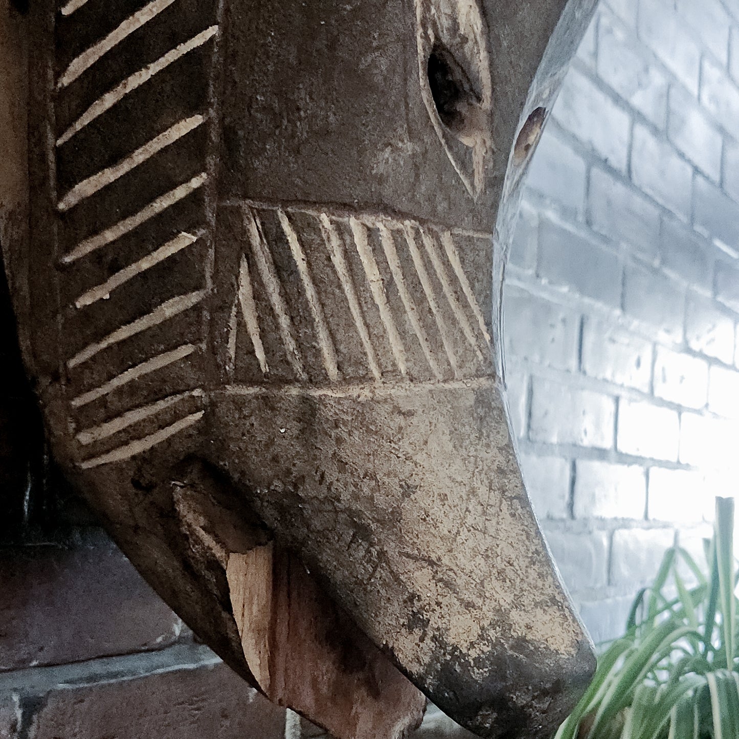 Mid-20th Century Hand-Carved Bamana Hyena Mask From Mali