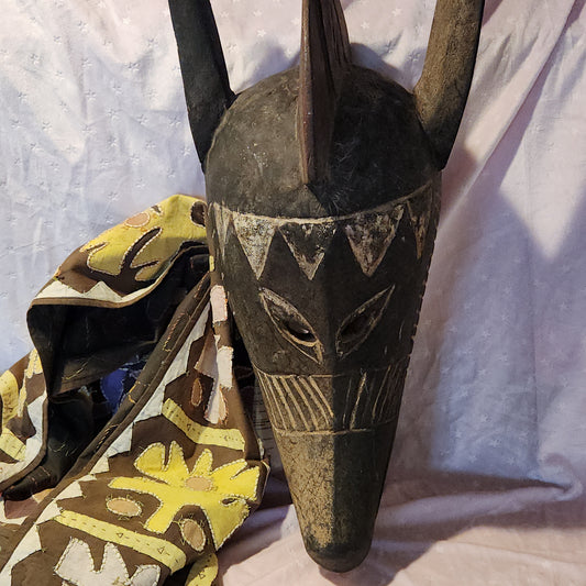 Mid-20th Century Hand-Carved Bamana Hyena Mask From Mali