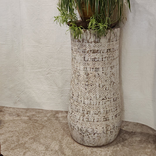 Carved Palm Floor Vase