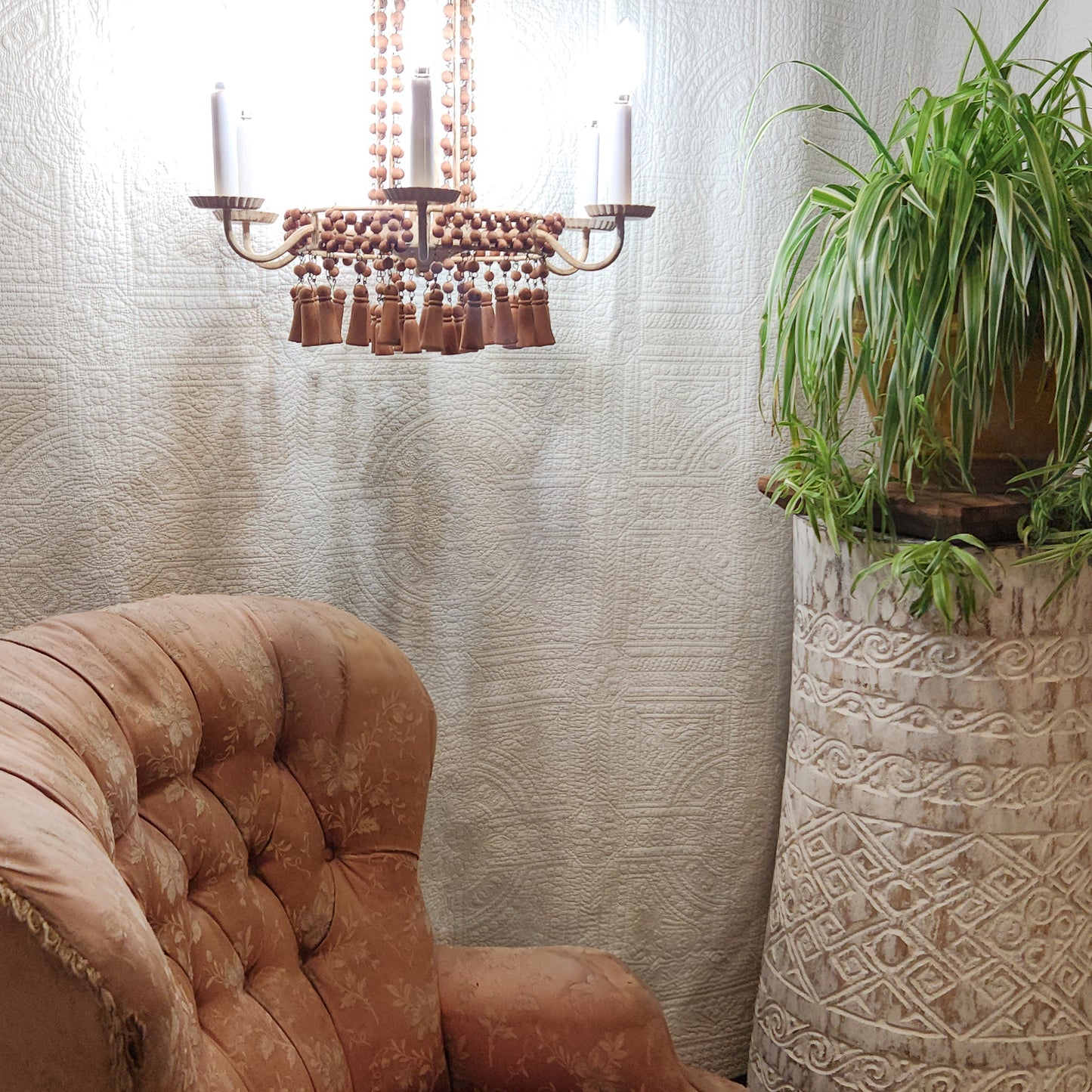 Wooden Beaded Chandelier