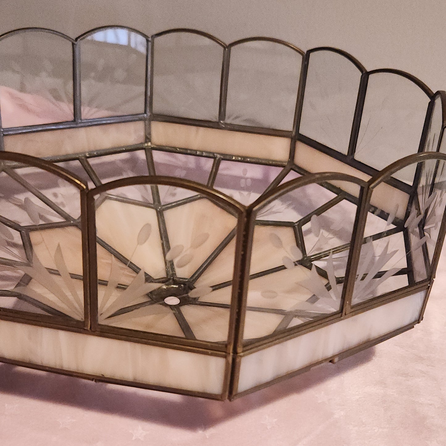 Soft Pink Stained Glass Shade